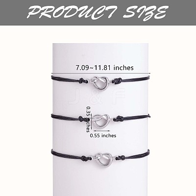 3Pcs 3 Style 430 Stainless Steel Knot Heart Link Bracelets Set JB719A-1