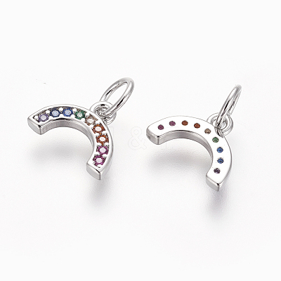Brass Cubic Zirconia Charms ZIRC-E162-14P-1