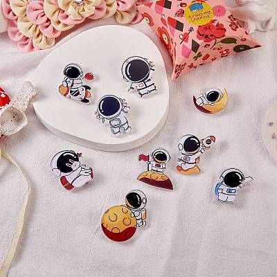 9Pcs 9 Style Astronaut Brooch Pins JEWB-SZ0001-36-1