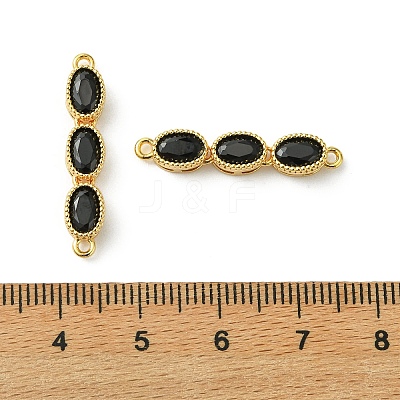 SHEGRACE Brass Pave Black Cubic Zirconia Triple Oval Links Connector Charms XGRQ3P540-645G-1