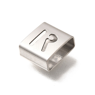 Letter Style 304 Stainless Steel Square Slide Charms STAS-L132-07R-1