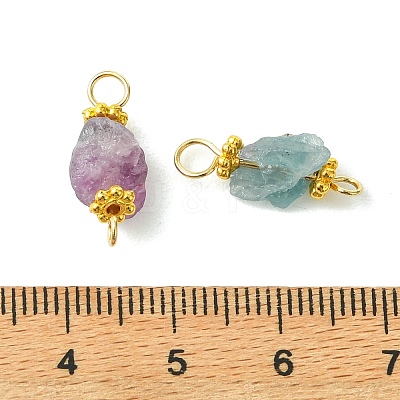 304 Stainless Steel & Raw Rough Natural Fluorite Connector Charms PALLOY-JF06001-1