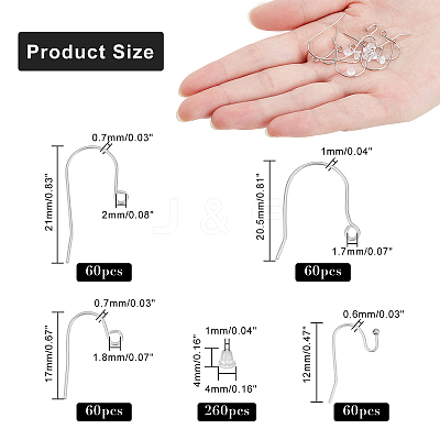 240Pcs 4 Style 316 Surgical Stainless Steel Earring Hooks STAS-NB0001-22-1