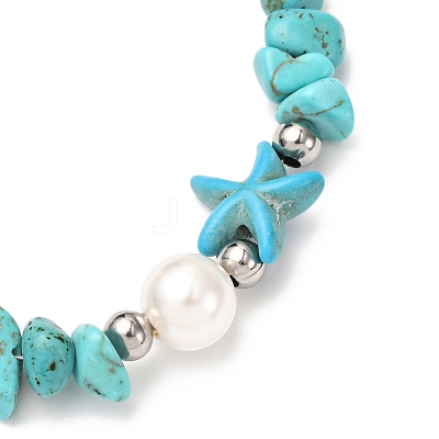 Synthetic Turquoise Chip Beaded Bracelets for Women BJEW-JB12416-04-1