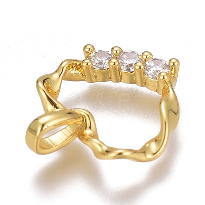 Brass Micro Pave Clear Cubic Zirconia Charms ZIRC-O035-28G-1