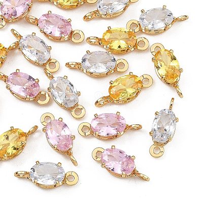 SHEGRACE Brass Pave Cubic Zirconia Oval Connector Charms XGRQ2O464-437G-1