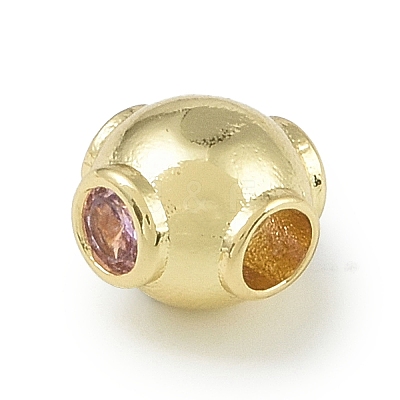 Rack Plating Brass Micro Pave Cubic Zirconia Beads KK-A220-24B-G-1