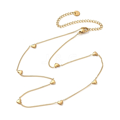 304 Stainless Steel Heart Link Chain Necklaces for Women NJEW-K296-02G-1
