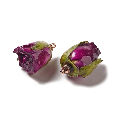Preserved Rose with Golden Alloy Pendants FIND-M010-01F-1