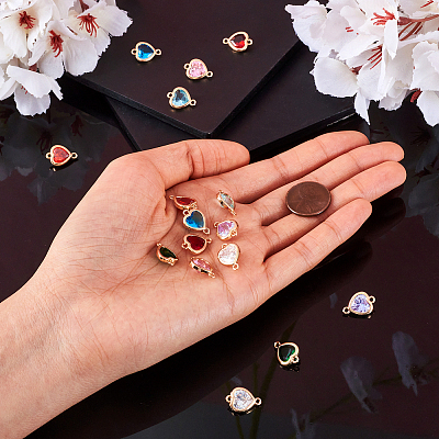 16Pcs 8 Colors K9 Glass Connector Charms FIND-TA0003-43-1