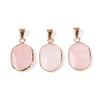 Natural Rose Quartz Pendants G-N349-04H-G-1