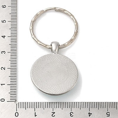 Half Round/Dome Alloy & Glass Pendant Keychain KEYC-D020-02P-03-1