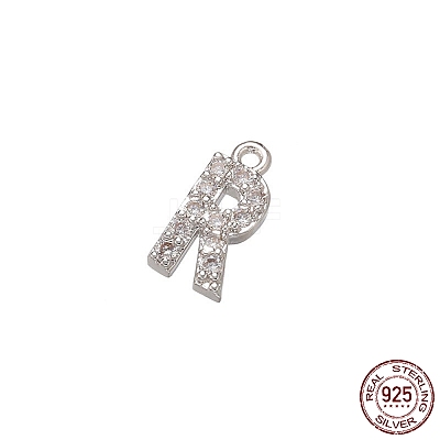 Real Platinum Plated Rhodium Plated 925 Sterling Silver Micro Pave Clear Cubic Zirconia Charms STER-P054-10P-R-1