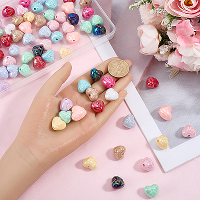 80Pcs AB Color Plated Opaque Acrylic Beads OACR-SP0002-45A-1