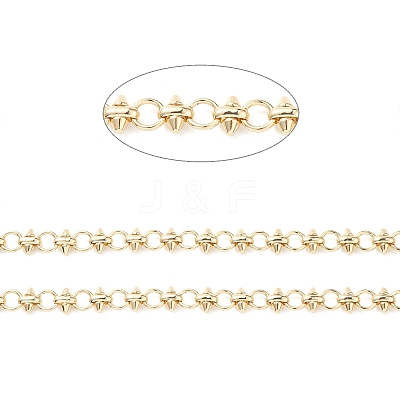 Rack Plating Brass Ring & Spike Link Chain CHC-K013-04-1