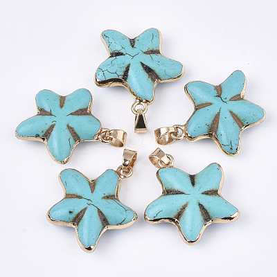Electroplate Synthetic Turquoise Pendants G-S344-78-1