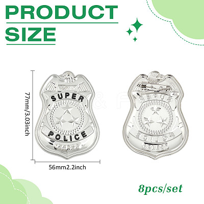 8Pcs Iron Alloy Badge Brooches JEWB-MA0001-03-1