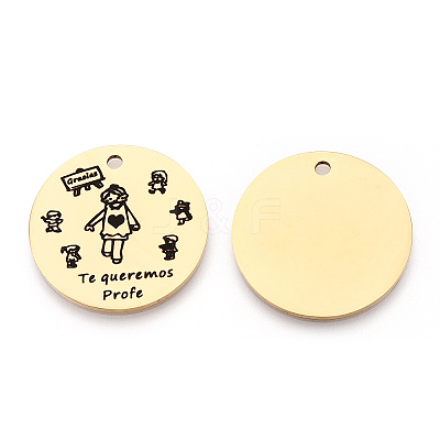201 Stainless Steel Pendants STAS-T064-37G-14-1
