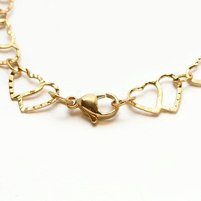 304 Stailess Steel Heart to Heart Link Chain Bracelets BJEW-N280-12G-1