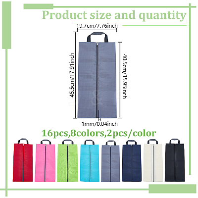 16Pcs 8 Colors Rectangle Oxford Fabric Shoes Storage Zipper Bags ABAG-GO0001-23-1
