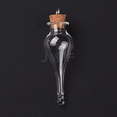 Teardrop Glass Cork Bottle Big Pendants AJEW-A041-01A-1