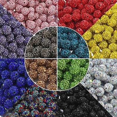 100Pcs Pave Disco Ball Beads RB-YW0001-30A-1