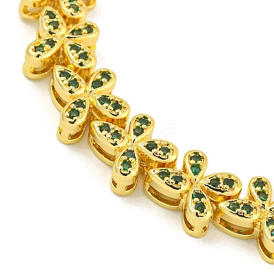 Rack Plating Brass Pave Cubic Zirconia Butterfly Link Bracelets for Women BJEW-B110-05G-04-1
