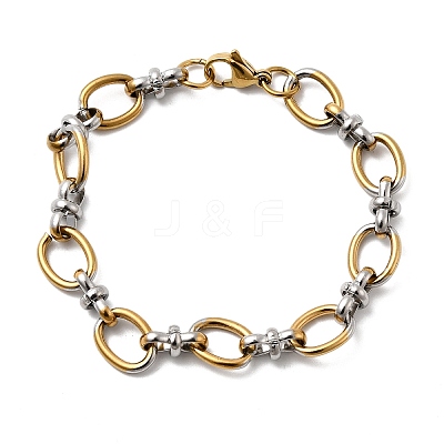 304 Stainless Steel Oval Link Chain Bracelets for Women LS-BJEW-D377-01A-1