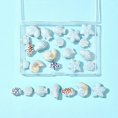 Glazed Porcelain Beads Strands PORC-FS0001-13-1