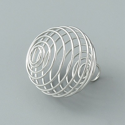 Carbon Steel Spiral Bead Cage Pendants IFIN-WH0027-47C-P-1