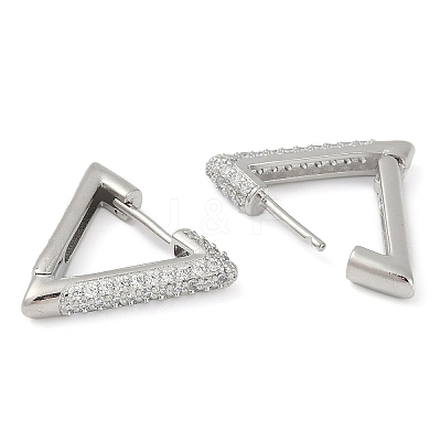 Rack Plating Triangle Brass Micro Pave Cubic Zirconia Hoop Earrings EJEW-Z059-14P-01-1