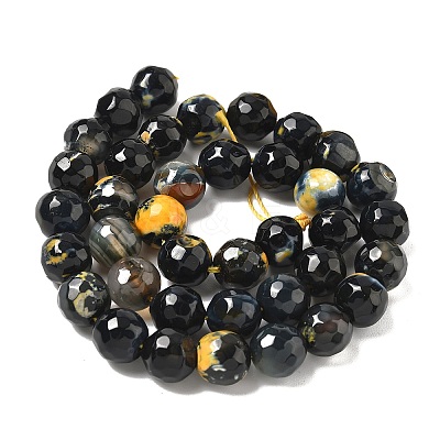 Faceted Natural Fire Crackle Agate Beads Strands G-F447-10mm-A09-1