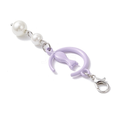 Moon with Cat Alloy Pendant Decorations HJEW-JM04200-1