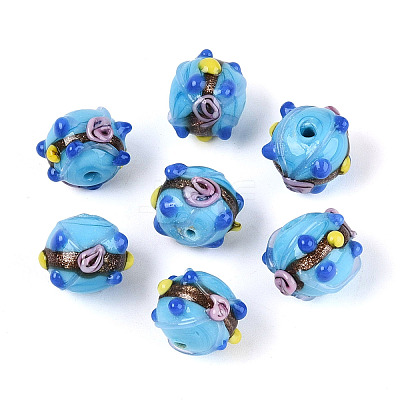 Handmade Gold Sand Lampwork Beads LAMP-N038-02B-1