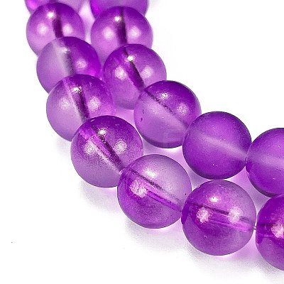 Frosted Transparent Glass Bead Strands GLAA-P065-10mm-15-1