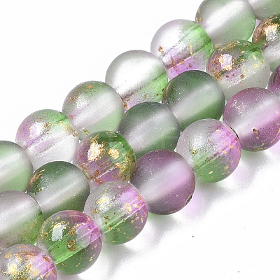 Frosted Spray Painted Glass Beads Strands GLAA-N035-03B-C01-1