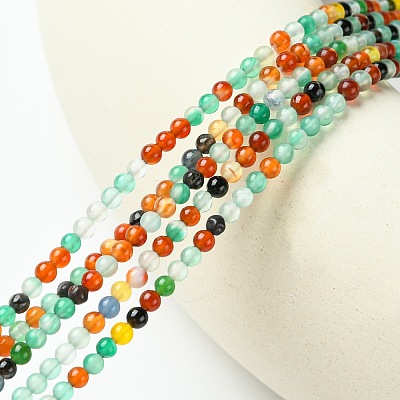Natural Agate Round Bead Strands X-G-A130-3mm-K03-1
