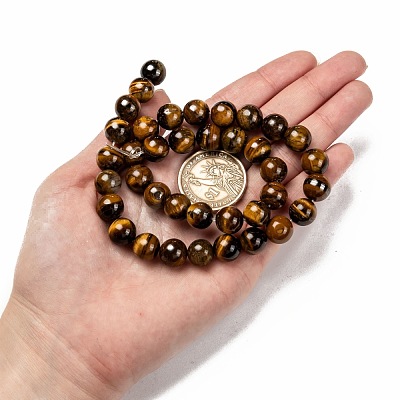 Natural Grade AB Tiger Eye Round Beads Strands G-O047-02-10mm-1