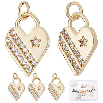 6Pcs Brass Micro Pave Cubic Zirconia Pendants KK-BBC0003-19-1