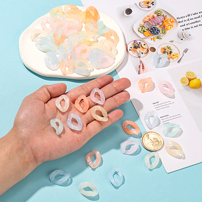150Pcs 6 Colors Imitation Jelly Acrylic Linking Rings JACR-CJ0001-01-1