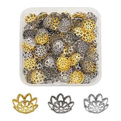 300Pcs 3 Style Iron Fancy Bead Caps IFIN-FS0001-07-1