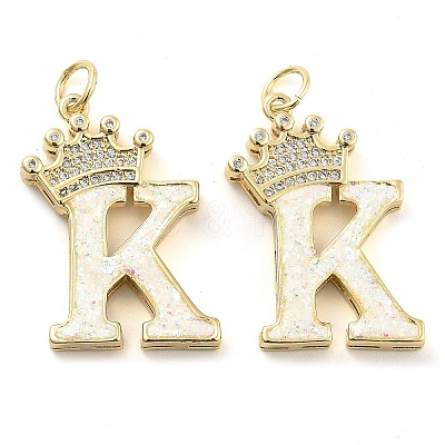 Brass Micro Pave Clear Cubic Zirconia Pendants KK-G498-01K-02-1