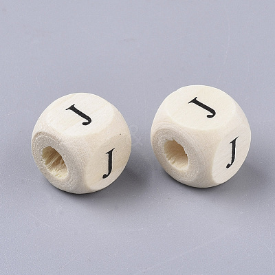 Printed Natural Wood Beads WOOD-T026-001J-1