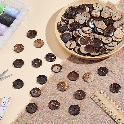 120Pcs Coconut Buttons COCO-CY0001-02-1