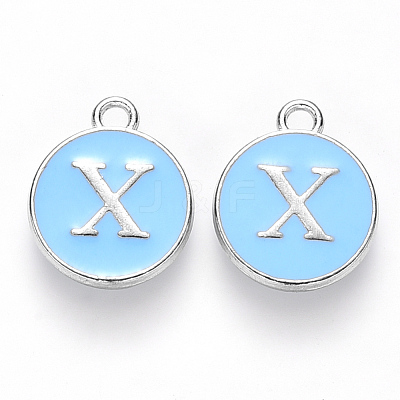 Platinum Plated Alloy Enamel Charms X-ENAM-S118-04X-P-1