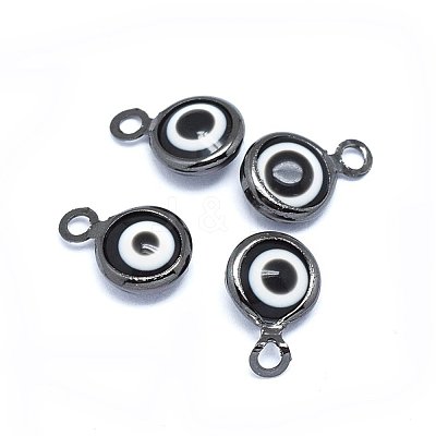 Handmade Evil Eye Lampwork Charms KK-F764-13B-01-1