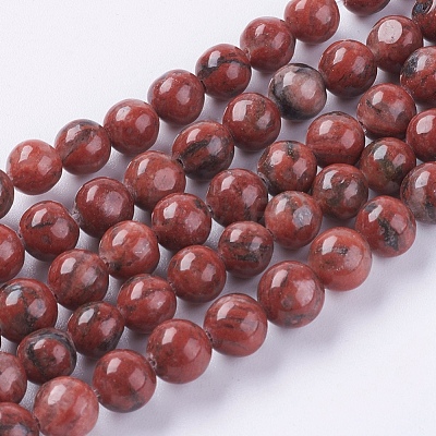 Natural Sesame Jasper/Kiwi Jasper Beads Strands X-G-G149-6mm-2-1