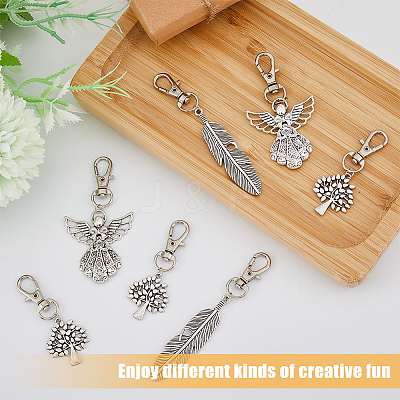 12Pcs 3 Style Tibetan Style Alloy Keychain HJEW-HY0001-03-1