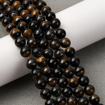 Dyed Natural Blue Tiger Iron Beads Strands G-G286-A02-6mm-1