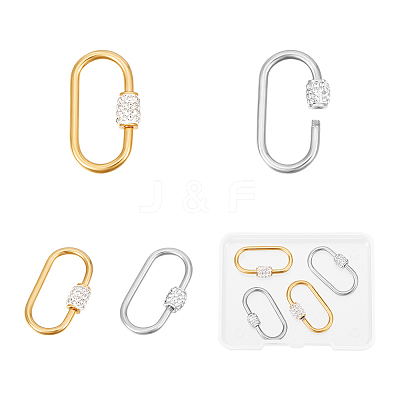 4Pcs 2 Colors 304 Stainless Steel Screw Carabiner Lock Charms STAS-UN0060-75-1
